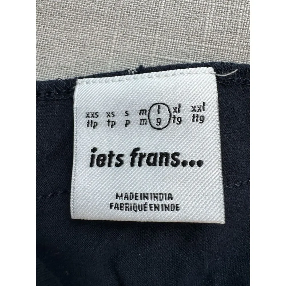 iets frans Camisole Top Large Navy Blue Cotton Spandex Y2K Tank Striped Detail
